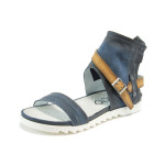Анатомични сини дамски сандали, естествена кожа - ежедневни обувки за лятото N 10008708