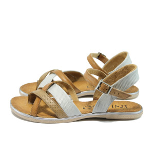 Анатомични бели дамски сандали, естествена кожа - ежедневни обувки за лятото N 10008710