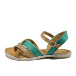 Анатомични зелени дамски сандали, естествена кожа - всекидневни обувки за лятото N 10008709