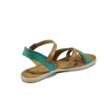 Анатомични зелени дамски сандали, естествена кожа - всекидневни обувки за лятото N 10008709