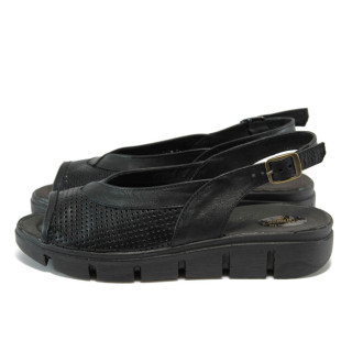 Анатомични черни дамски сандали, естествена кожа - всекидневни обувки за лятото N 10008711