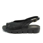 Анатомични черни дамски сандали, естествена кожа - всекидневни обувки за лятото N 10008711