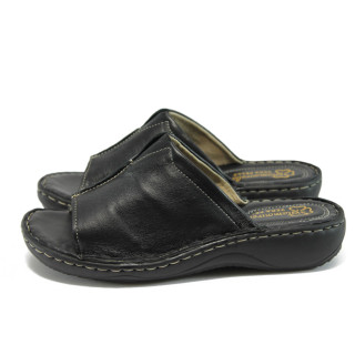 Анатомични черни дамски чехли, естествена кожа - ежедневни обувки за пролетта и лятото N 10008712