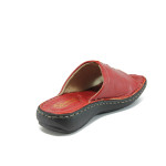 Анатомични червени дамски чехли, естествена кожа - всекидневни обувки за пролетта и лятото N 10008715