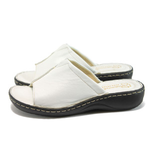 Анатомични бели дамски чехли, естествена кожа - всекидневни обувки за пролетта и лятото N 10008713