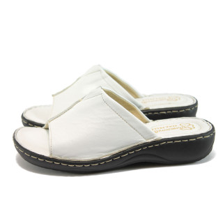 Анатомични бели дамски чехли, естествена кожа - всекидневни обувки за пролетта и лятото N 10008713