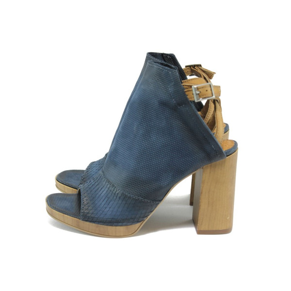 Анатомични сини летни дамски боти, естествена кожа - официални обувки за лятото N 10008717