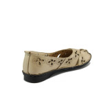 Анатомични бежови дамски обувки с равна подметка, естествена кожа - ежедневни обувки за лятото N 10008723