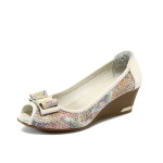 Анатомични бели дамски обувки с платформа, здрава еко-кожа - всекидневни обувки за лятото N 10008726