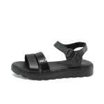 Анатомични черни дамски сандали, естествена кожа - всекидневни обувки за лятото N 10008727