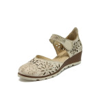 Бежови дамски обувки с платформа, естествена кожа - всекидневни обувки за лятото N 10008728