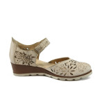 Бежови дамски обувки с платформа, естествена кожа - всекидневни обувки за лятото N 10008728