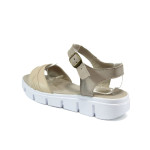Анатомични бежови дамски сандали, естествена кожа - всекидневни обувки за лятото N 10008741