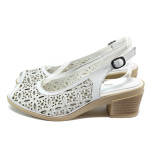 Анатомични бели дамски сандали, естествена кожа - всекидневни обувки за лятото N 10008751