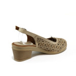 Анатомични бежови дамски сандали, естествена кожа - всекидневни обувки за лятото N 10008747