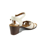 Анатомични бежови дамски сандали, естествена кожа - всекидневни обувки за лятото N 10008752