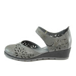 Сиви ортопедични дамски обувки с платформа, естествена кожа - всекидневни обувки за лятото N 10008748