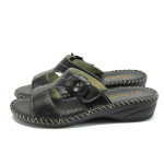 Анатомични черни дамски чехли, естествена кожа - всекидневни обувки за лятото N 10008757