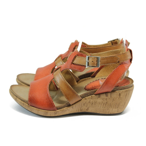 Анатомични червени дамски сандали, естествена кожа - всекидневни обувки за лятото N 10008763