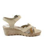 Анатомични бежови дамски сандали, естествена кожа - всекидневни обувки за лятото N 10008766