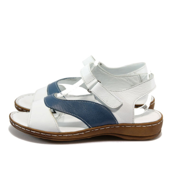 Анатомични бели дамски сандали, естествена кожа - всекидневни обувки за лятото N 10008795