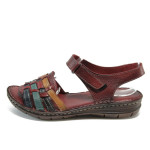 Анатомични винени дамски сандали, естествена кожа - всекидневни обувки за лятото N 10008796