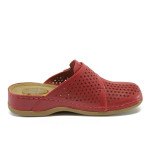 Анатомични червени дамски чехли, естествена кожа - всекидневни обувки за пролетта и лятото N 10008801