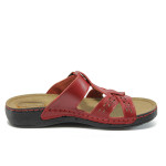 Анатомични червени дамски чехли, здрава еко-кожа - всекидневни обувки за лятото N 10008803