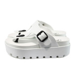 Анатомични бели дамски чехли, здрава еко-кожа - всекидневни обувки за лятото N 10008805