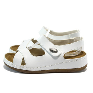 Анатомични бели дамски сандали, здрава еко-кожа - всекидневни обувки за лятото N 10008807
