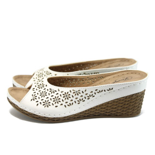 Анатомични бели дамски чехли, здрава еко-кожа - всекидневни обувки за лятото N 10008809