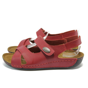 Анатомични червени дамски сандали, здрава еко-кожа - всекидневни обувки за лятото N 10008811