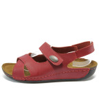 Анатомични червени дамски сандали, здрава еко-кожа - всекидневни обувки за лятото N 10008811