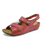 Анатомични червени дамски сандали, здрава еко-кожа - всекидневни обувки за лятото N 10008811
