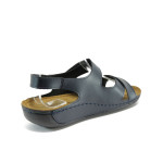 Анатомични тъмносини дамски сандали, здрава еко-кожа - всекидневни обувки за лятото N 10008812