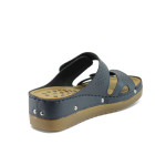 Анатомични сини дамски чехли, здрава еко-кожа - всекидневни обувки за лятото N 10008818