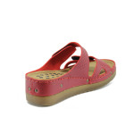 Анатомични червени дамски чехли, здрава еко-кожа - всекидневни обувки за лятото N 10008820