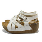 Анатомични бели дамски сандали, здрава еко-кожа - всекидневни обувки за лятото N 10008825