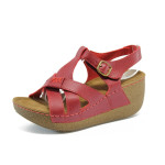 Анатомични червени дамски сандали, здрава еко-кожа - всекидневни обувки за лятото N 10008827