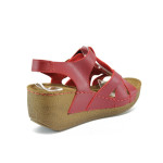 Анатомични червени дамски сандали, здрава еко-кожа - всекидневни обувки за лятото N 10008827