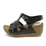 Анатомични черни дамски сандали, здрава еко-кожа - всекидневни обувки за лятото N 10008828