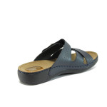 Анатомични сини дамски чехли, здрава еко-кожа - всекидневни обувки за лятото N 10008829