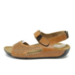 Анатомични кафяви дамски сандали, здрава еко-кожа - всекидневни обувки за лятото N 10008835