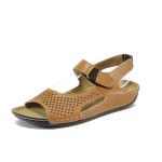 Анатомични кафяви дамски сандали, здрава еко-кожа - всекидневни обувки за лятото N 10008835