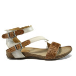 Анатомични кафяви дамски сандали, естествена кожа - всекидневни обувки за лятото N 10008860