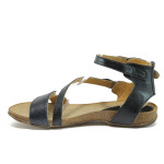 Анатомични черни дамски сандали, естествена кожа - всекидневни обувки за лятото N 10008861