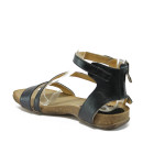 Анатомични черни дамски сандали, естествена кожа - всекидневни обувки за лятото N 10008861