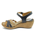 Анатомични сини дамски сандали, естествена кожа - всекидневни обувки за лятото N 10008865