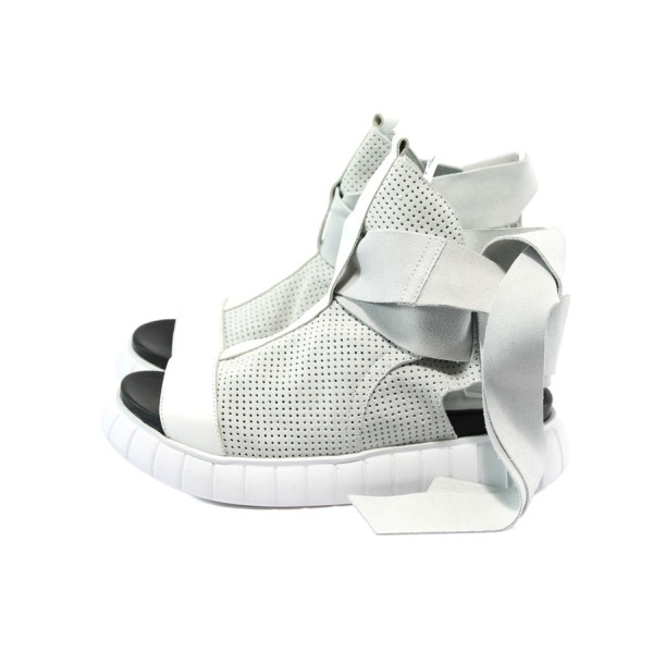 Анатомични бели летни дамски боти, естествена кожа - всекидневни обувки за лятото N 10008872