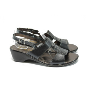 Анатомични черни дамски сандали, естествена кожа и лачена естествена кожа  - всекидневни обувки за лятото N 10008880